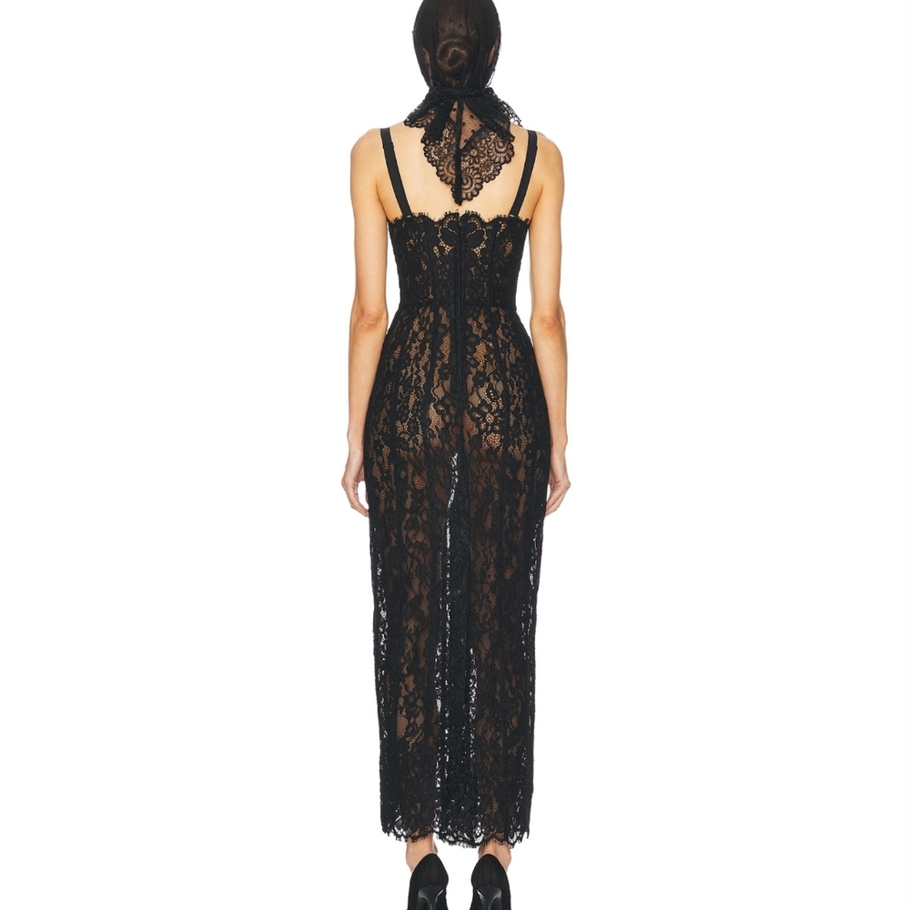 Helsa The Lace Column Dress in Black - Picture 3 of 11